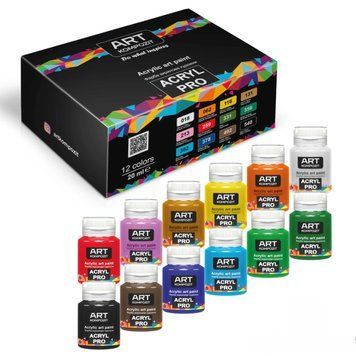 Набор акриловых красок Acryl PRO 12 цветов по 20 мл. 014203 фото